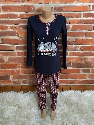 Піжама байкова "Милий котик" (Розміри  48, 52)