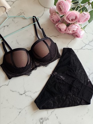 Комплект жіночої білизни Mandhari 21015 чорно-бєжевий (Бірка 80В, 85В - маломірить)