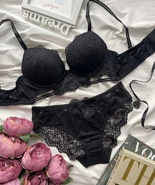 Комплект білизни Mandhari 21874 чорний, пуш ап