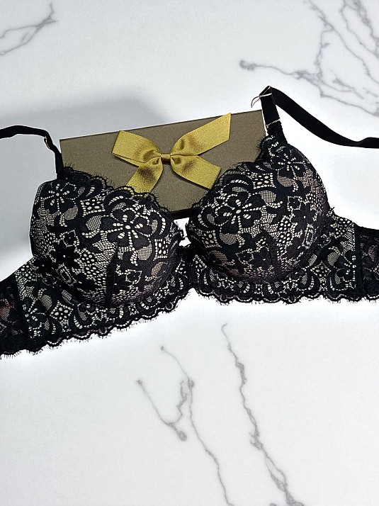 Бюстгальтер Weiyesi 6055, чорно-бєжевий